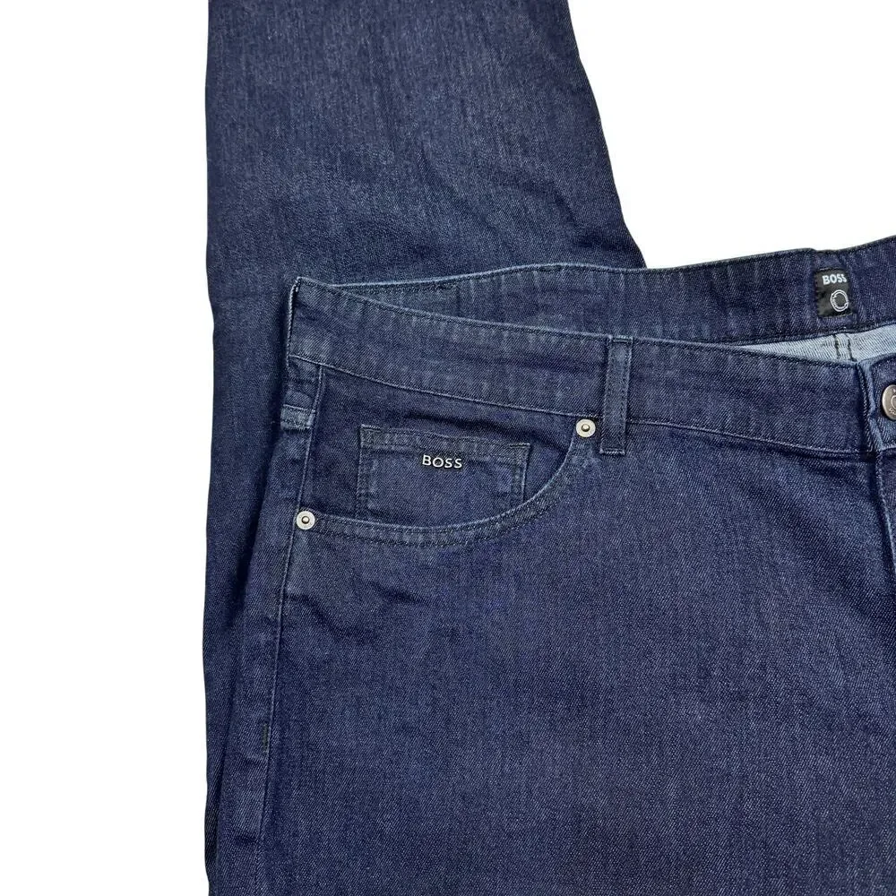 Boss Lightweight Candiani Straight-Leg Dark Wash Denim Jeans Men's Size 46/32
